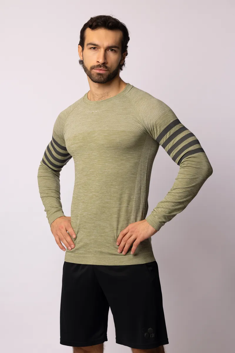SPAIO RUN THERMOACTIVE LONGSLEEVE T-SHIRT OLIVE GREEN